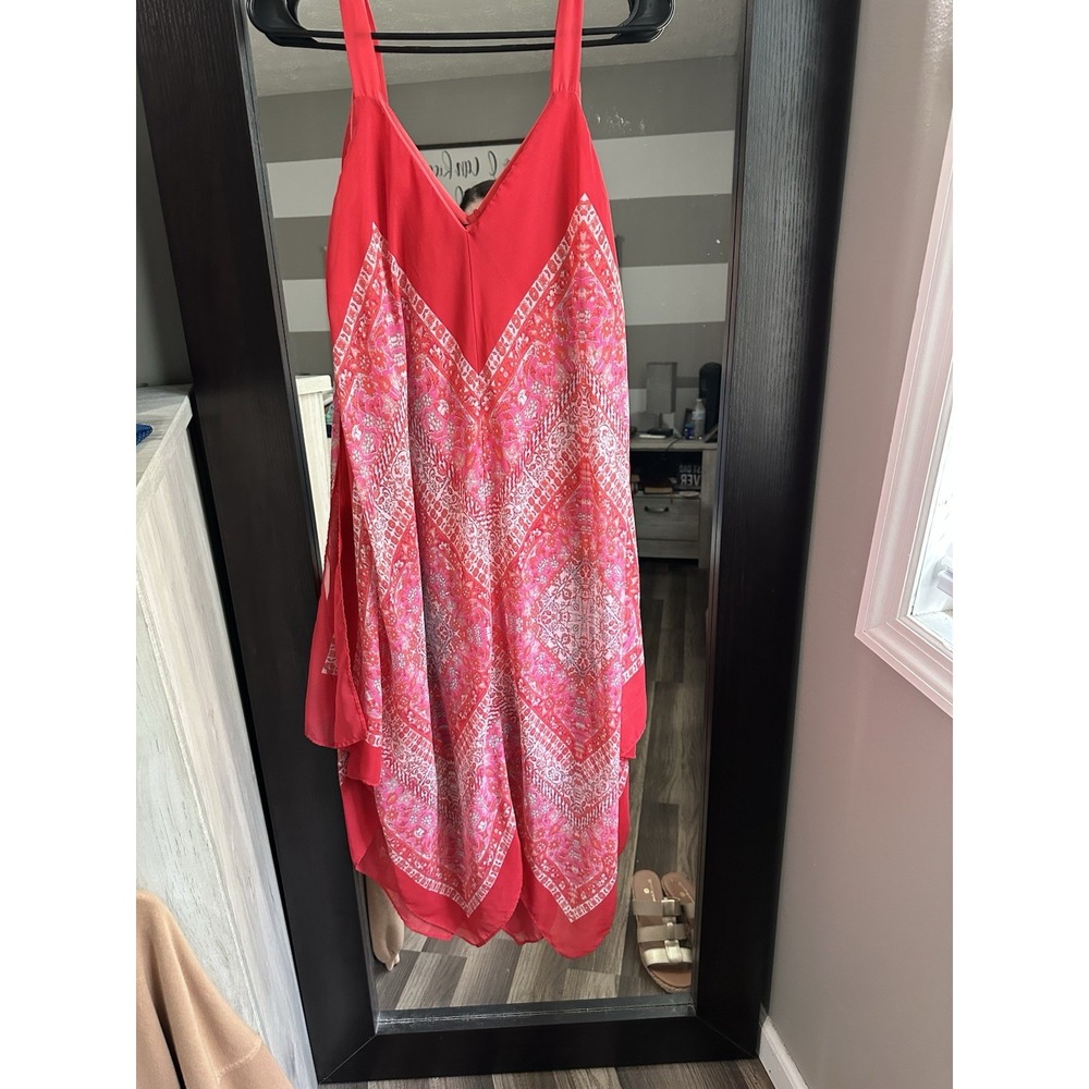 My Michelle Hanky Hem Boho Dress Xl Orange Pink Festival Indie Fairycore Vacay